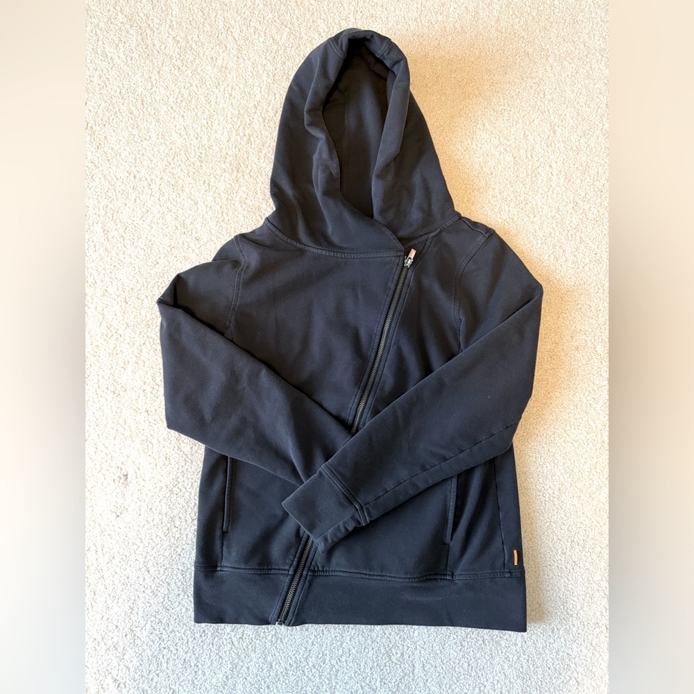 Lucy Black Asymmetrical Zip Hoodie S